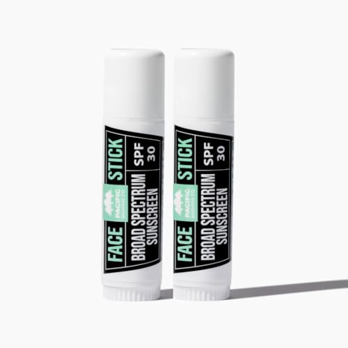 Pacific Shaving Company SPF 30 Broad Spectrum Face Sunscreen Stick - Portable Mineral Sunscreen for Face with Aloe Vera, Coconut Oil + Vitamin E - Clear, Non-Greasy Travel Size Sunblock Stick (2 Pack)