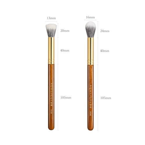 Desert Oak Series Powder Cheek Duo Brush Set - CM 188 Blush Brush & CM 189 Highlighter Brush of Goat Hair for a Soft-Focus Glow, Bubinga Handle