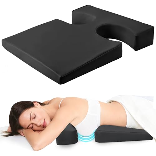 Breast Pillow for Sleeping, Bolster T-Wedge Cushion Massage for Bust Sizes(AA-D), Comfort Bolster Wedge, Chest Massage Table Prone Pillow for SPA by KONOVOLY(Black)