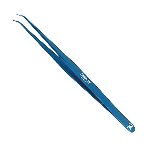 Tweezers for Eyelash Extension Hand Crafted Surgical Stainless Steel 45¡Æ Angular Tip. (Blue Titanium Coated.)