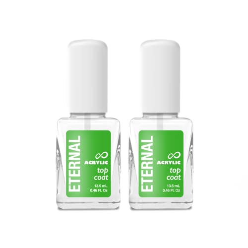 Eternal Acrylic Top Coat Nail Polish - 13.5 mL Quick Dry Long Lasting Finish Top Coat for Nails with No UV Lamp Needed - Nail Color Protection, Chip Prevention & Glossy Fingernail for Women ? 2 Pack