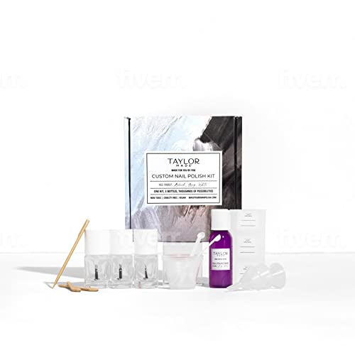 TAYLOR MADE Polish Custom Nail Polish Kit | Make Your Own Polish | Safe, Non-toxic | DIY Nail Polish | Experiential Gift | Clean Beauty | Gifts for Moms, Teens, Girls (Black Gray White)