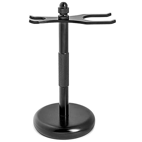 Deluxe Men¡¯s Wet shaving Kit, All Black Set, Lengthen Version Double Edge Safety Razor, Large Stand, Shaving Brush, Ceramic Shaving Bowl and 10 Extra Blades