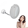 Zetiling 10x Magnification LED Makeup Mirror, Wall Mount, Round, 17.3"L x 6.9"W, Black Frame, Modern Style, Adjustable Brightness, Three Light Colors, Suction Cup Design