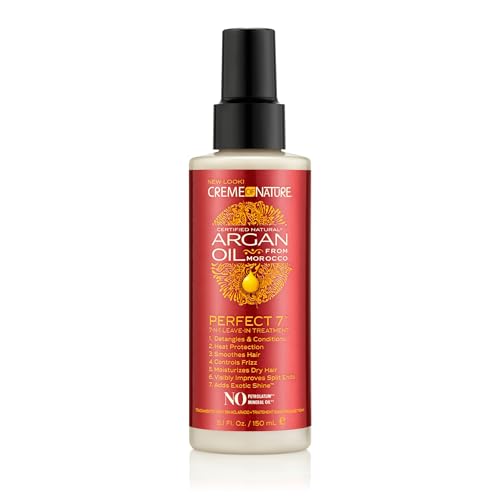 Creme of Nature Perfect 7¢â Leave-In Treatment, 7-in-1 Spray For Frizz-Control, Protects From Heat and Detangles, Infused with Argan Oil, 5.1 fl oz