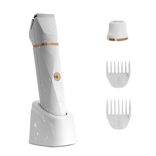 2-in-1 Bikini Trimmer for Women, Bikini Shaver with Dual Heads, Painless Body and Facial Hair Removal, Rechargeable Cordless Electric Razors for Face Chin Pubic Underarm Legs, IPX12 Waterproof, Pink