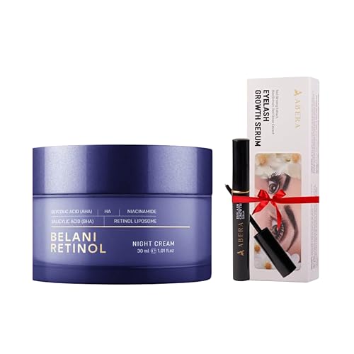 ABERA BELANI Retinol Night Cream For Women, Dark Spot Remover, Melasma Treatment, Reduce Fine Lines, Anti-Wrinkle, Anti-Aging Neck and D?collet? For Face (1 Box + Gift Eyelash Serum)