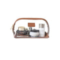 Clear Makeup Bag, Leather Makeup Case, Travel Toiletry Bag, Portable Cosmetic Bag, Transparent Waterproof Cosmetic Organizer Storage Bag (Brown, Large)