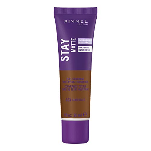 Rimmel London Stay Matte Liquid Mousse - 603 Chocolate - Foundation, Lightweight, Shine Control, Oil-Free, 1oz