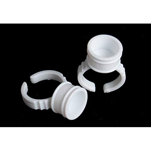Pigment Rings - 100PCS Tattoo Rings Cups Disposable Makeup Rings Tattoo Glue Holder,Tattoo Ink Ring Adhesive Makeup Glue Rings Palette Plastic Nail Art Eyelash Extension Rings (Medium 100pcs)