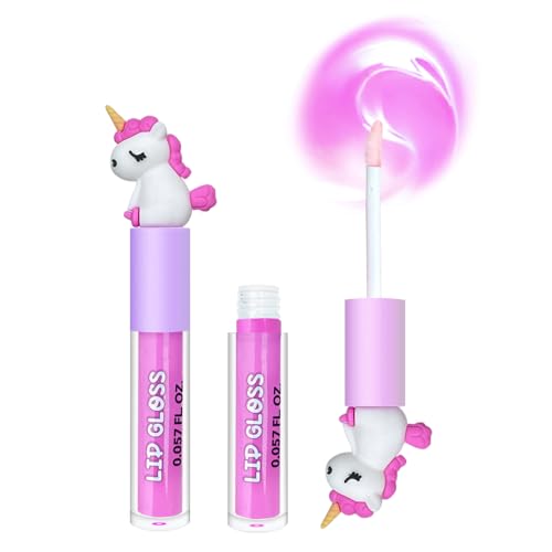 M&U MAKE YOU UP 4pc Unicorn Lip Gloss Stick for Girls- Party Favors Glossy Lip Set with Magic Topper, Girls Birthday Gift, Princess Theme Gift (4 Pack) - Non Toxic