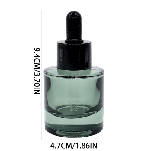 10 Pack 1oz Dark Green Round Flat Shoulder Essential Oil Dropper Bottle With 2 Funnels And 2 Plastic Pipette, 30 ml Thick Bottom Dropper Bottle Travel Aromatherapy Oil Container