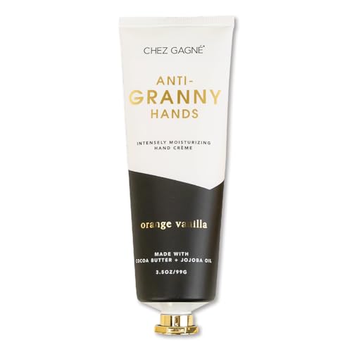 Chez Gagn? Intensely Moisturizing Vegan Hand Cream (3.4oz) Jojoba Oil Cocoa Butter- Non-Greasy, Fast-Absorbing, Made In US - Anti-Granny Hands (3.4oz, Orange Vanilla)