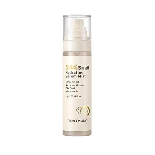 TONYMOLY 24K Snail Hydrating Serum Mist 3.38 oz ? 92% Snail Mucin Face Mist with Niacinamide, Peptides & Gold for Radiant Skin, Moisturizing Korean Toner Spray for Hydration & Anti-Aging