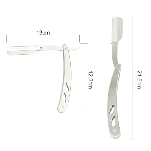 Straight Edge Barber Razor for Close Shaving - Professional Straight Blade Razor for Men (Silver)