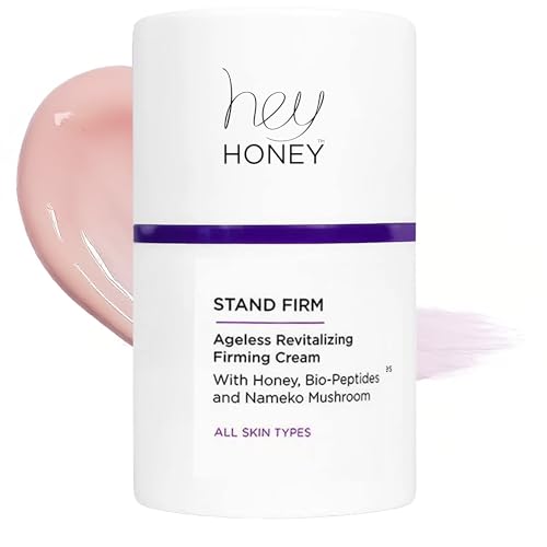 Hey Honey Stand Firm Peptide Face Cream | Instant Firming & Long-Term Anti-Aging | Honey & Nemeko Mushroom for Hydration & Wrinkle Reduction | 1 Oz