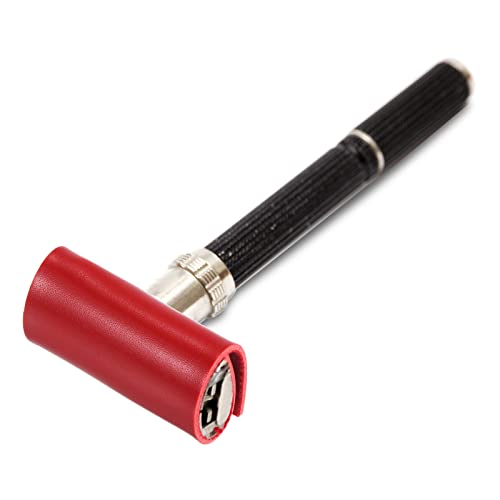 PATIKIL Leather Razor Head Protecting Cover, 3-in-1 Safety Razor Head Protecting Sheath Shaver Tip Cover for Travel, Red Black Brown