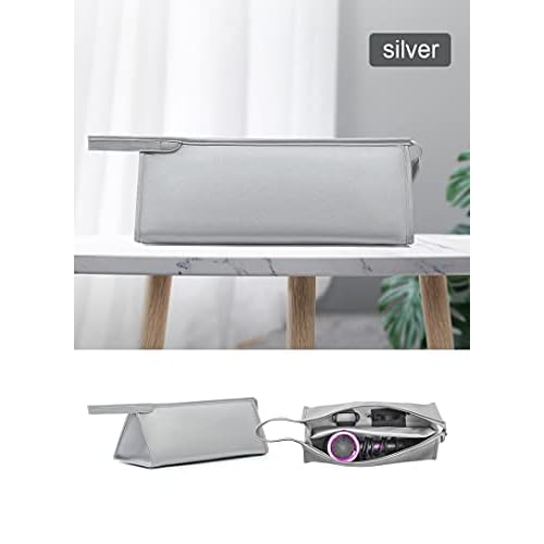 PU Leather Travel Case Storage Bag Protective Case for Dyson Supersonic Hair Dryer and Airwrap Styler (Silver)
