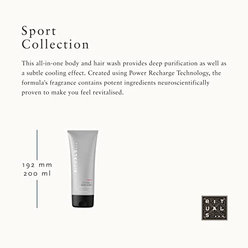 RITUALS Sport Invigorating 2-in-1 Shampoo & Body Wash - with Activated Charcoal & Mint Complex - 6.7 Fl Oz