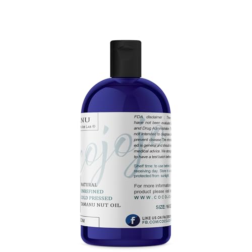 Dr Joe Lab Tamanu Oil 16 oz Pure Natural Cold Pressed Unrefined Extra Virgin Tamanu Nut Oil - A for Face Hair Skin Body Nail Locs and Beard