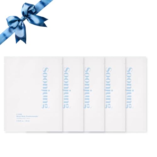 ETUDE SoonJung Sheet Mask Panthensoside (5pcs Pack), 100% Bamboo Sheet, Face Mask, Moisturizer for Sensitive Skin, pH Balanced Formula, Panthenol, Madecassoside, Korean Skin Care, Beauty