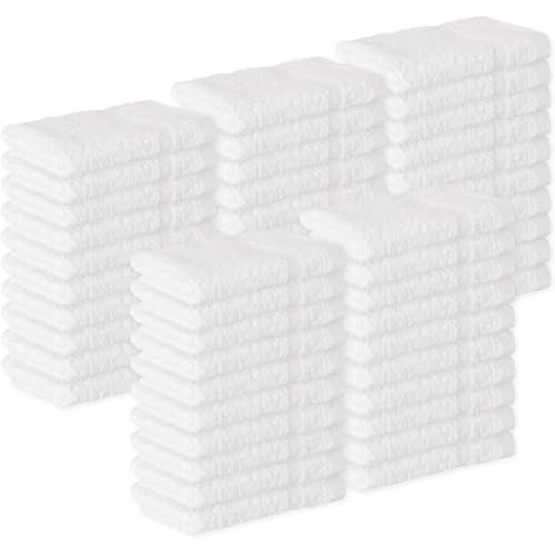 24 Pack Cotton Washcloths Set - 100% Ring Spun Cotton, Premium Quality Flannel Face Cloths, Highly Absorbent and Soft Feel Fingertip Towels (White)