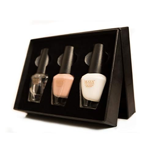 MAYA HALAL, BREATHABLE & TOXIN-FREE VEGAN NAIL POLISH (FRENCH MANICURE SET with brush).