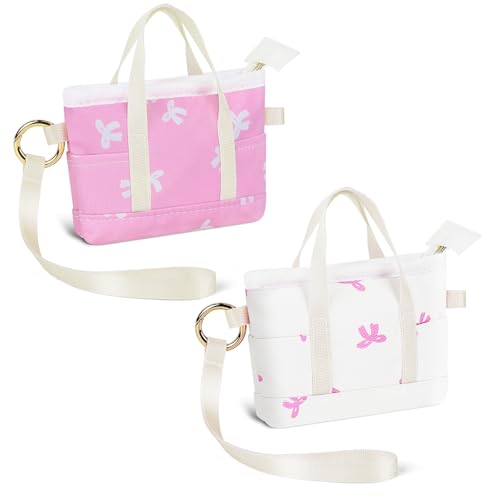 Rastogi Handicrafts Cosmetic Bags Set, 3 Piece Make Up Organizer Bag Storage Bags with Zipper Closure (3, Pink, Design-5)