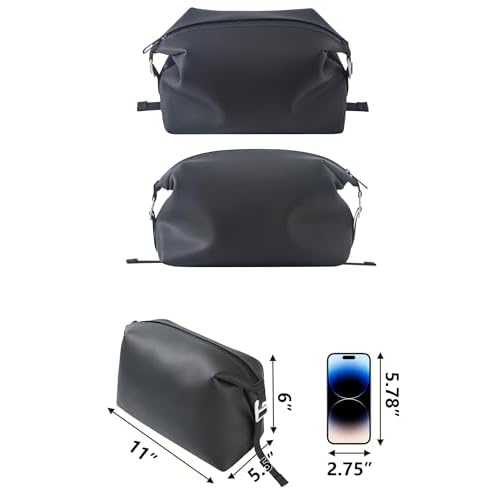 6"x 11" 6L Large Silicone Toiletry Bag,Waterproof Leakproof Foldable Travel Organizer,Dopp Kit Alternative for Men & Women,Black