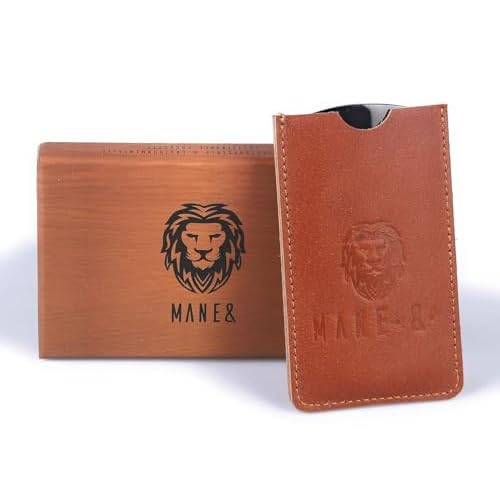 Premium 100% Oxhorn Dual-Action Beard Comb with Genuine Leather Case ? the Perfect Beard Grooming Gift for Men by Man & Mane.