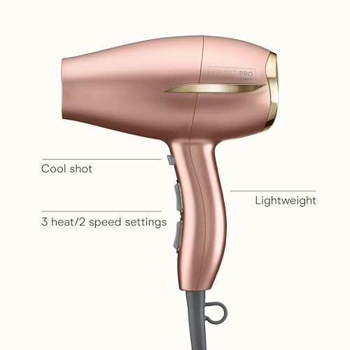 Conair INFINITIPRO BY Frizz Free Compact Hair Dryer ~ 2x the Shine 3x the Frizz Control, dusty rose, 1 Count