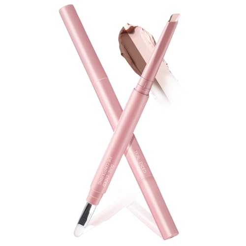 2PCS Under Eye Highlighter Stick with Brush, Waterproof & Smudge-Proof Under Eye Brightener Pencil, Highlighter Makeup Pen, Lying Silkworm Pencil Highlight & Contouring Stick (DC01-Beige)