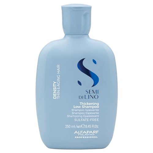 ALFAPARF MILANO Semi di Lino Density Sulfate Free Shampoo - Thickening Low Shampoo for Thin and Aging Hair - Adds Body and Volume for Revitalized, Youthful and Thicker Hair - 8.45 FL. Oz.