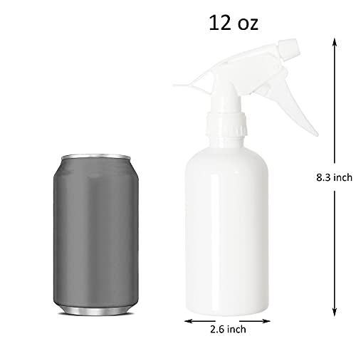 Youngever 6 Pack White Plastic Spray Bottles, Spray Bottles for Hair and Cleaning Solutions (12 Ounce)