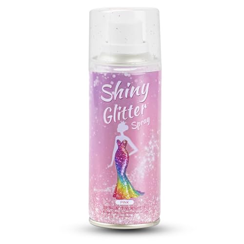 Hair and Body Glitter Spray,Long Lasting Quick-Drying Pink Shimmer Mist for Music Festival Revelry, Nightclub Parties and Balls,Hairspray for Clothes, Face Glitter Spray 4.22 Fl Oz (Pink)