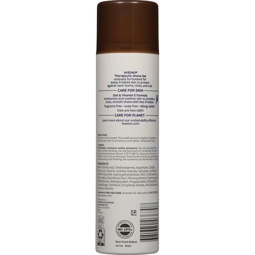 Aveeno Therapeutic Shave Gel with Oat and Vitamin E to Help Prevent Razor Bumps, Soothes Dry Skin and Provides a Close, Smooth Shave with Less Irritation, Fragrance-Free, 7 oz (Pack of 2)