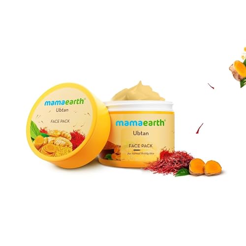 MAMAEARTH Ubtan Face Pack with Turmeric & Saffron | Restores Natural Glow & Makes Skin Soft & Supple | 3.5 Oz (100g)