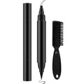 Beard Pencil Filler for Men, Double Head 4 Forks Grooming Beard Pen, Fast Fill Thin Beard, Water & Sweat Resistant, Long-Lasting Black Beard Shaping Kit, Creates a Naturally Thicker Beard