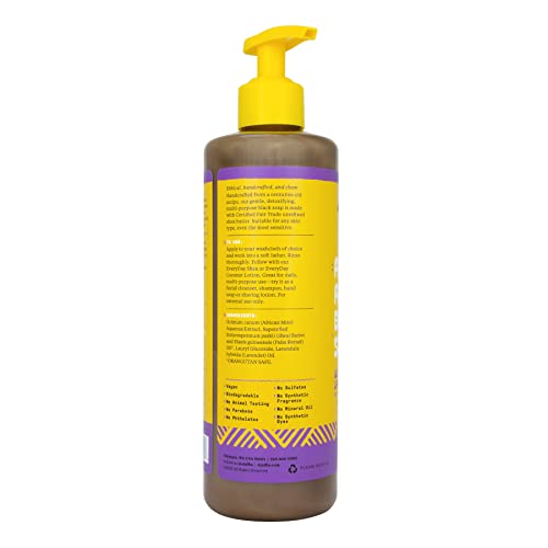 Alaffia Skin Care, Authentic African Black Soap, All in One Body Wash, Face Wash, Shampoo & Shaving Soap with Fair Trade Shea Butter, Wild Lavender, 16 Fl Oz