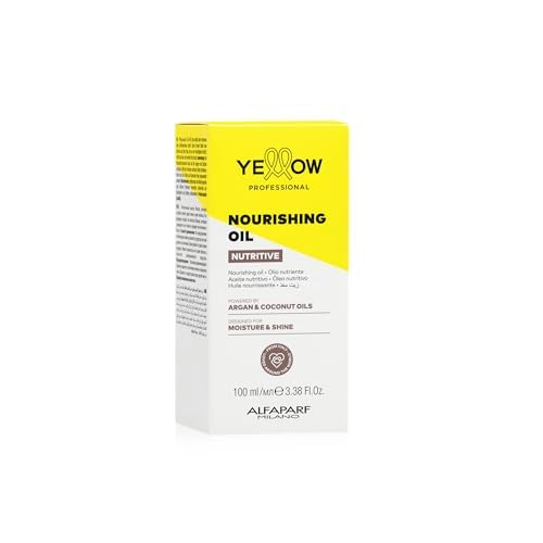 ALFAPARF MILANO Yellow Professional Nutritive Nourishing Oil for Dry Hair - Powered by Argan & Coconut Oils - Designed for Moisture & Shine (3.38 fl oz / 100ml)