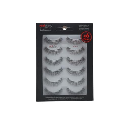 Red Cherry False Eyelashes #747S, Black (Pack of 6)