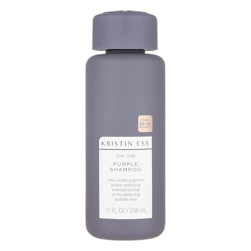Kristin Ess Hair The One Purple Shampoo for Toning Blonde Hair - Neutralizes Brass + Yellow Tones, Shine Restoring - Sulfate, Silicone and Paraben Free, Color + Keratin Safe, 10 fl. oz.