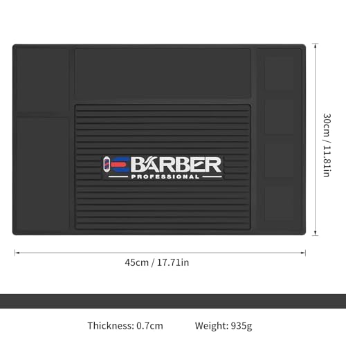 Magnetic Barber Mat for Station Barber Organizer Mat for Clipper Salon Station Tools with 4 Slots for Clippers Salon Barbershop Work Station Pads Anti Slip(4 Slots)