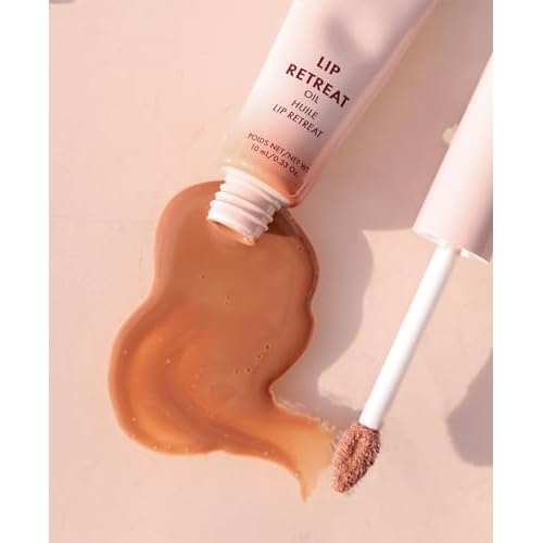 Wander Beauty Lip Retreat Oil - Skinny Dip (Nude) - 4-in-1 Tinted Oil + Moisturizing Gloss with Avocado, Vitamin E and Rosehip - Hydrating Care for Dry Lips - 0.33 fl oz
