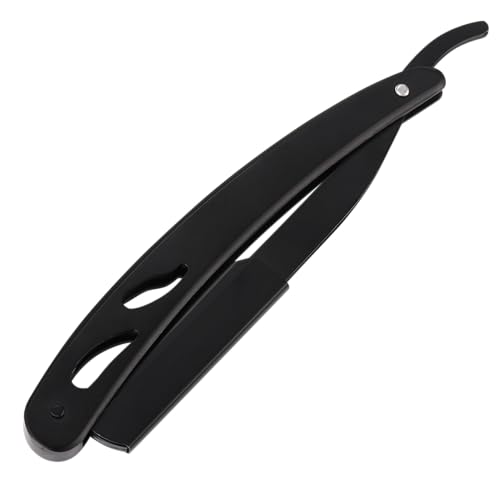 Straight Razor, Men Shaving Barber Razors,Manual Hair Shaver and Blades Antique Black Folding Shaving Knife Stainless Steel,Straight razor Holder (black)