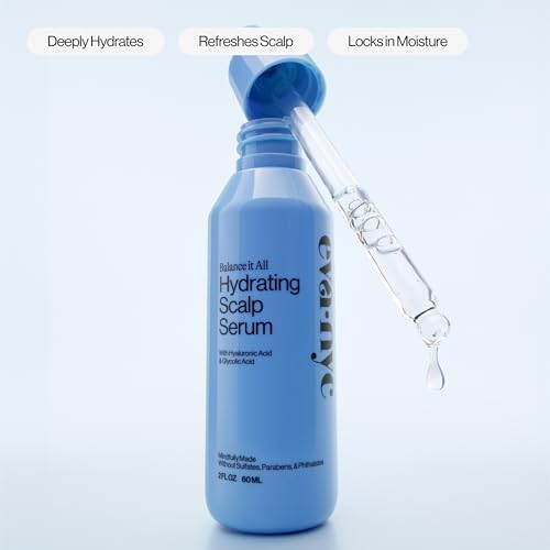 Eva NYC Hydrating Scalp Treatment Serum - Hyaluronic Acid + Glycolic Acid - Lightweight, Fast Absorbing - Reduce Dryness + Restore - For Dry Scalp - Jasmine Scent -Travel Size 2 fl oz
