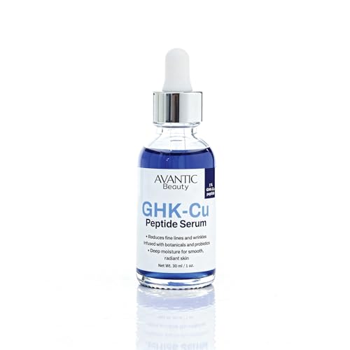 Avantic Beauty GHK-Cu Peptide Serum for Anti-Aging, Collagen Boosting & Firming, Natural Hydration, Reduces Fine Lines & Wrinkles