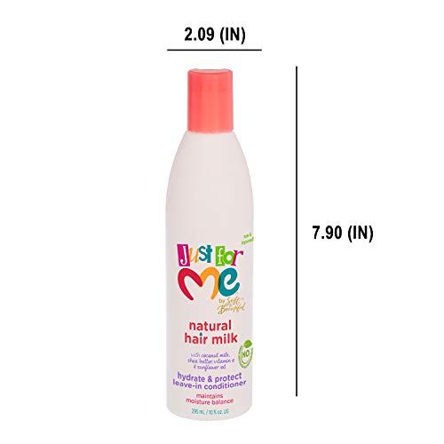 Just For Me Natural Hair Milk Hydrate & Protect Leave-In Conditioner, Maintains Moisture Balance, With Coconut Milk, Shea Butter, Vitamin E & Sunflower Oil, 10 Ounce (3 Pack)