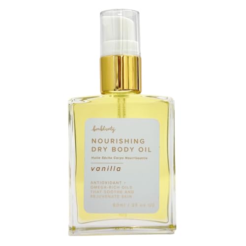 Bonblissity Nourishing Body Oils for Women, 2oz Travel Size - Vanilla Scented Body Oil, Non-Greasy Non-Comedogenic, Vitamin E Hydrating Moisturizer for Men and Women with Dry or Sensitive Skin