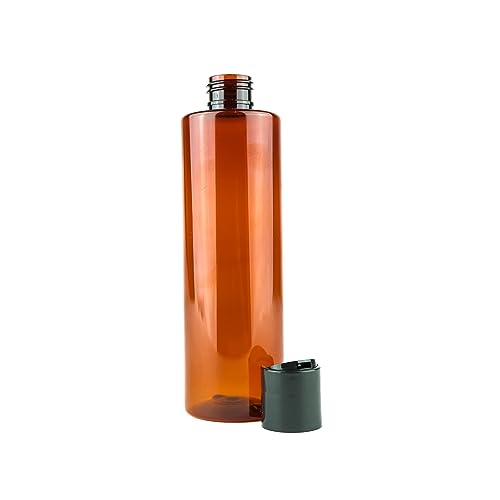 Plastic Amber Bottles (Pack of 12) - 8oz Amber Plastic Bottle with Screw Caps; Used as Reusable Shampoo Bottle, Lotion Bottles, Bottles for Travel and Body Wash Container